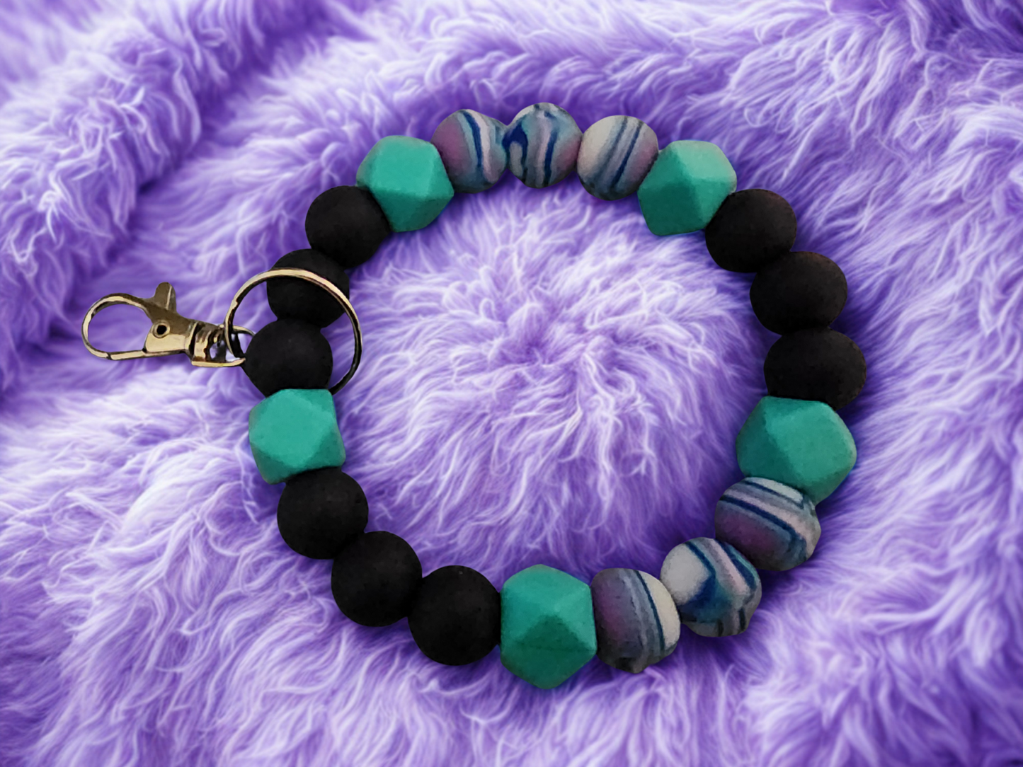 Key Wristlet - Purple & Turquiose