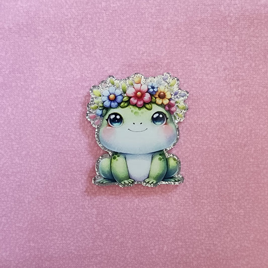 Badge Reel - Frog Flower