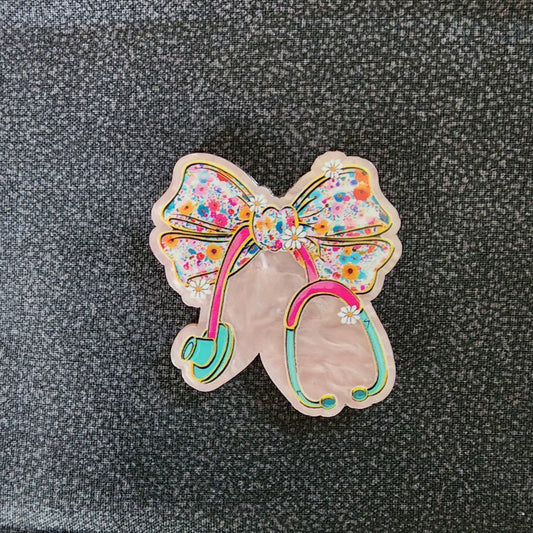 Badge Reel - Bow w/stethoscope