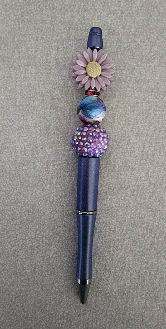 Beadable Pen – Purple Flower