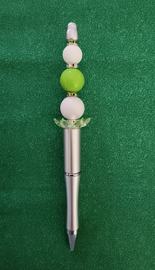 Beadable Pen – Silver & Green