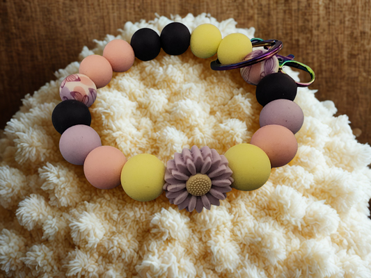 Key Wristlet - Purple Flower