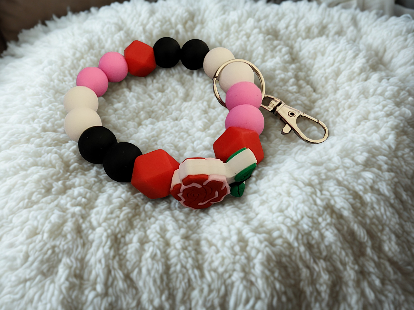 Key Wristlet - Red Rose